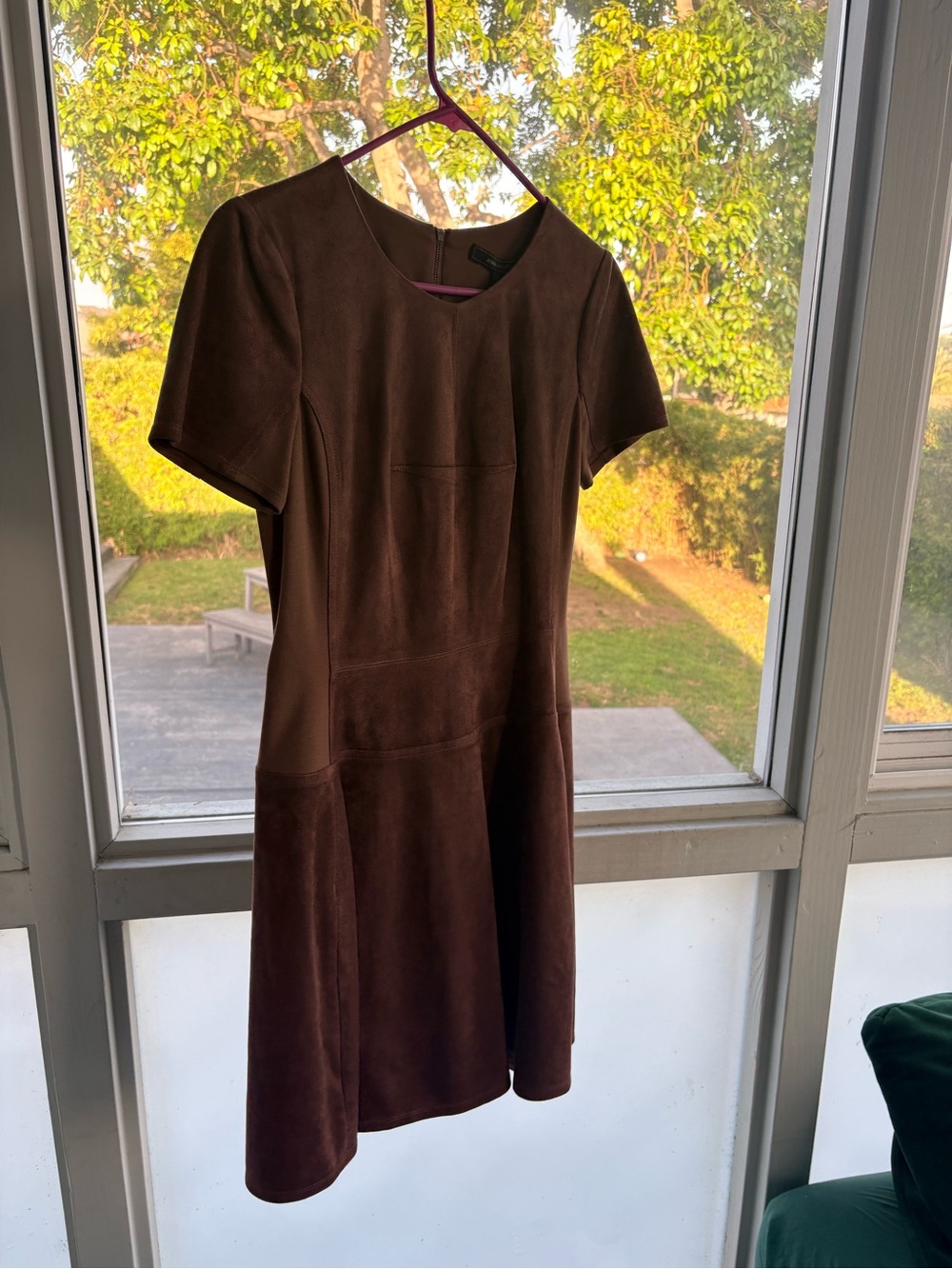 BCBGMaxAzria Brown Short-Sleeve Suede Mini Dress